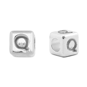 Letterkralen DQ metaal Q Antiek zilver (nikkelvrij)