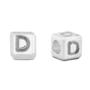 Letterkralen DQ metaal D Antiek zilver (nikkelvrij)