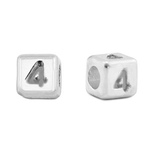 Letterkralen DQ metaal 4 Antiek zilver (nikkelvrij)