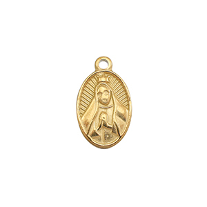Roestvrij stalen (RVS) Stainless steel bedels biddende vrouw Gold