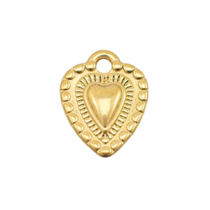 Roestvrij stalen (RVS) Stainless steel bedels hart Gold