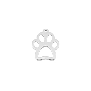 Roestvrij stalen (RVS) Stainless steel bedels hondenpoot Silver