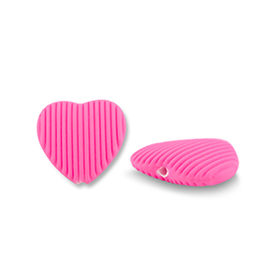 Acryl kralen hart Fuchsia pink