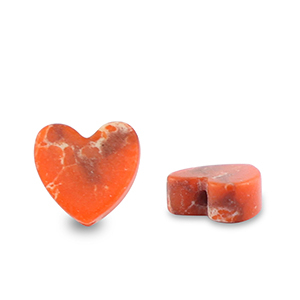 Natuursteen kralen hart Orange-white-brown