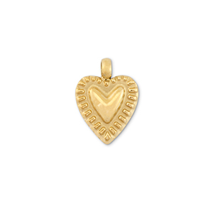 Roestvrij stalen (RVS) Stainless steel bedels hart Gold