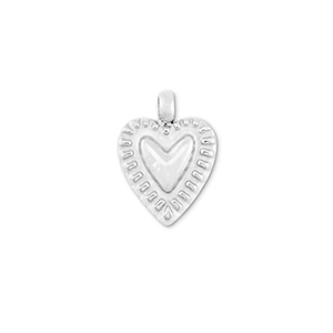 Roestvrij stalen (RVS) Stainless steel bedels hart Silver