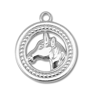 Bedels metaal rond met paard Silver