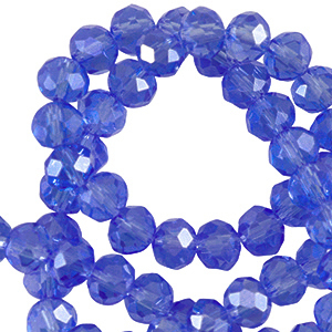 Top Facet kralen 6x4mm disc Royal blue transparent