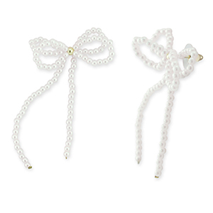 Trendy oorbellen/oorstekers kralen strik White-gold