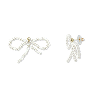 Trendy oorbellen/oorstekers kralen strik White-gold