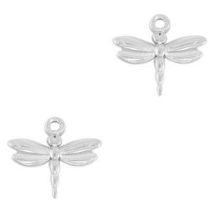 Roestvrij stalen (RVS) Stainless steel bedels libelle Silver