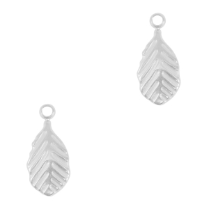 Roestvrij stalen (RVS) Stainless steel bedels blad Silver