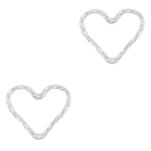 Roestvrij stalen (RVS) Stainless steel bedels/tussenstuk hart Silver