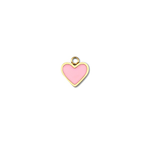 Roestvrij stalen (RVS) Stainless steel bedels hart Gold-pink