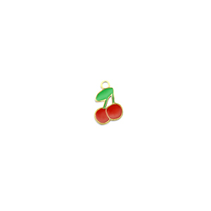 Roestvrij stalen (RVS) Stainless steel bedels kersen Gold-red-green