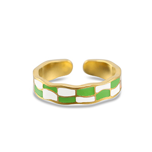 Roestvrij stalen (RVS) Stainless steel ringen geblokt Gold