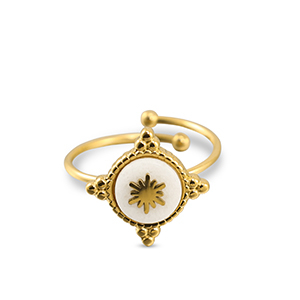 Roestvrij stalen (RVS) Stainless steel ringen sneeuwvlok Gold-white