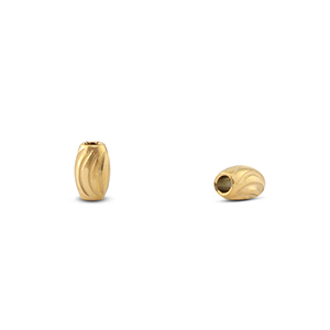 Roestvrij stalen (RVS) Stainless steel kralen ovaal Gold