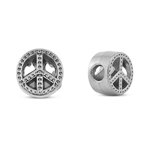 Roestvrij stalen (RVS) Stainless steel kralen peace Silver