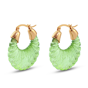 Trendy resin oorbellen ovaal Gold-transparent green