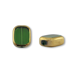 Glaskralen rechthoek Green transparent-gold