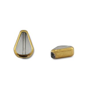 Glaskralen druppel Grey transparent-gold