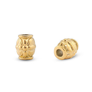 Roestvrij stalen (RVS) Stainless steel kralen tube bloem Gold