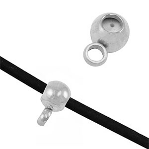 Roestvrij stalen (RVS) stainless steel onderdelen bead stopper met oogje Silver