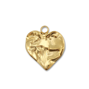 Roestvrij stalen (RVS) stainless steel bedels hart Gold