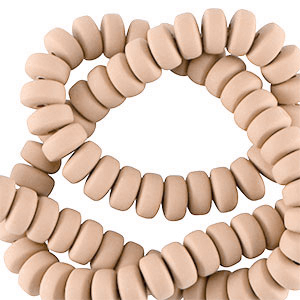 Polymeer kralen rondellen 7mm Creamy brown
