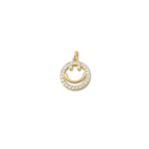 Brass TQ metaal bedels smiley Gold
