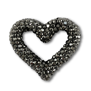 Bohemian kralen hart Anthracite