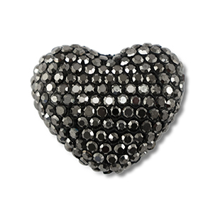 Bohemian kralen hart Anthracite