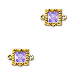 Roestvrij stalen (RVS) Stainless steel tussenstukken zirkonia vierkant Gold-purple