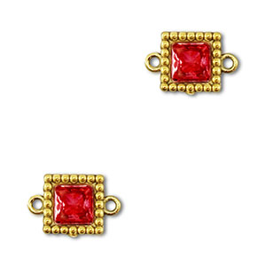 Roestvrij stalen (RVS) Stainless steel tussenstukken zirkonia vierkant Gold-red