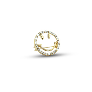 Broches smiley met parels Gold