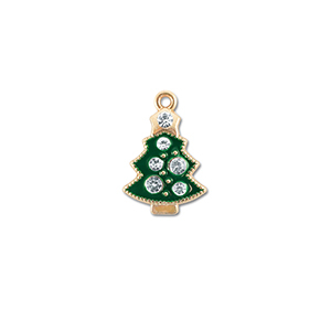 Bedels metaal zirkonia kerstboom Goud-groen