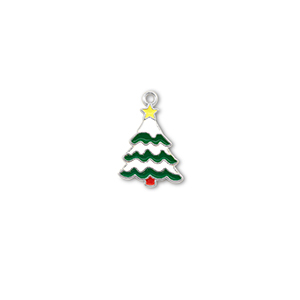 Bedels metaal kerstboom Zilver-wit-groen-geel