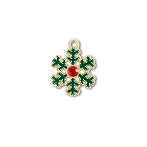 Bedels metaal zirkonia sneeuwvlok Goud-groen-rood