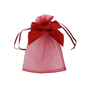 Sieraad zakje organza met strik Red