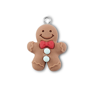 Resin hangers peperkoekmannetje Brown-red-blue