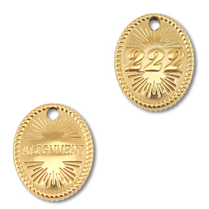 BY31&reg; Roestvrij stalen (RVS) stainless steel bedel angelnumbers 222 / alignment Gold