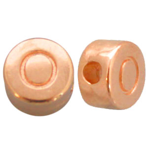 DQ metalen letterkraal O Ros&eacute; goud (nikkelvrij)