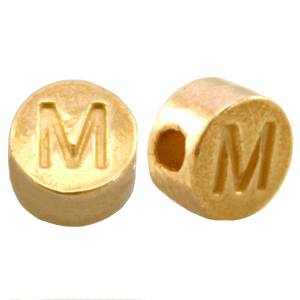 DQ metalen letterkraal M Goud (nikkelvrij)