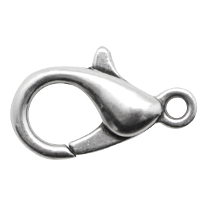 Onderdelen DQ metaal karabijnslot 15mm&nbsp; Antiek zilver (nikkelvrij)