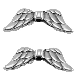 kralen DQ metaal angel wings Antiek zilver (nikkelvrij)