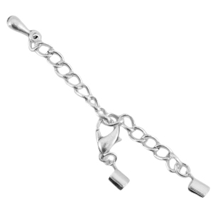 DQ metaal verlengketting set met karabijnslot en 2mm klem Antiek zilver (nikkelvrij)