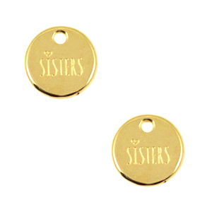Bedels DQ metaal 12mm "sisters" Goud (nikkelvrij)