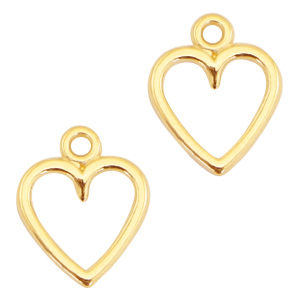 Bedels DQ metaal open heart 14x11mm Goud (nikkelvrij)