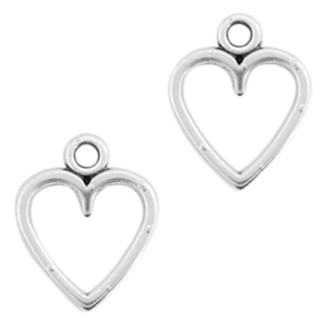 Bedels DQ metaal open heart Antiek zilver (nikkelvrij)
